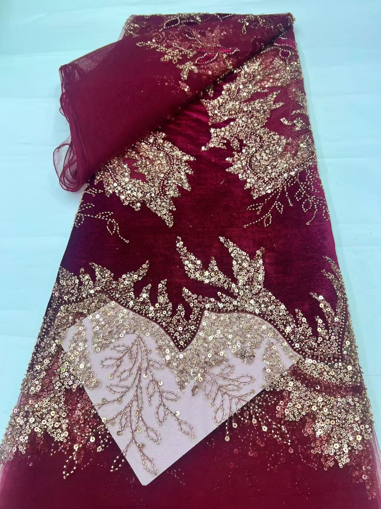 Sewing Velvet Fabric - High-Quality African Velvet Lace Fabric with