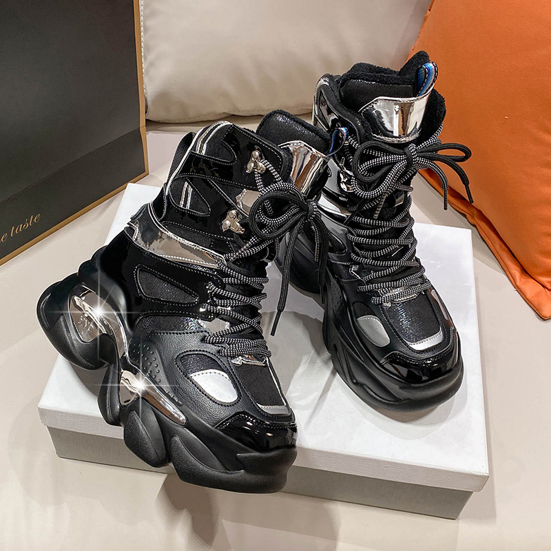 Sewing Latex - Fashion Women Chunky Platform Motorcycle Boots