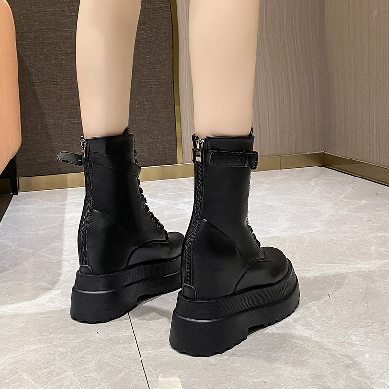 11cm Woman Hidden Wedges Boots - Sewing Latex ulasan dan harga