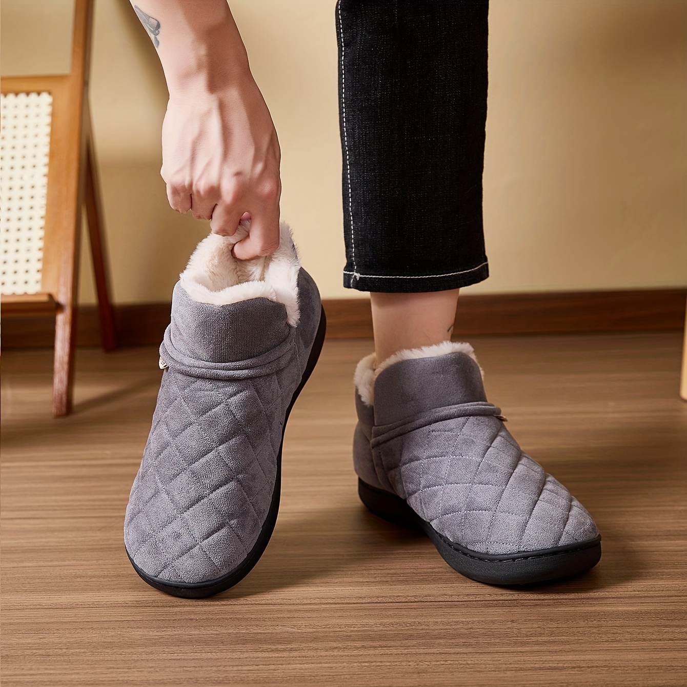 Winter Warm Plush Slippers Men - Sewing House ulasan dan harga