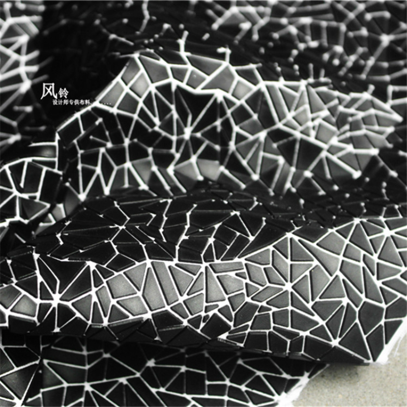 PU Fabric Black Irregular Shap - Sewing Textile Art ulasan dan harga