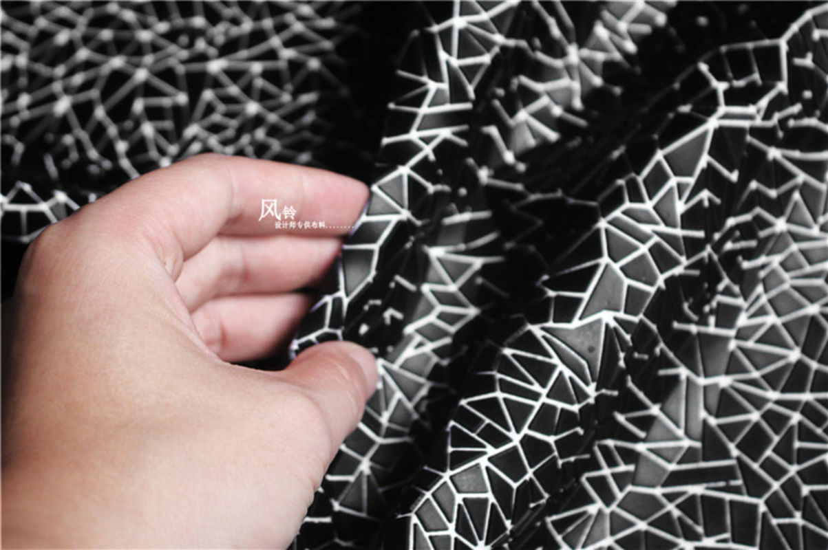 PU Fabric Black Irregular Shap - Sewing Textile Art ulasan dan harga