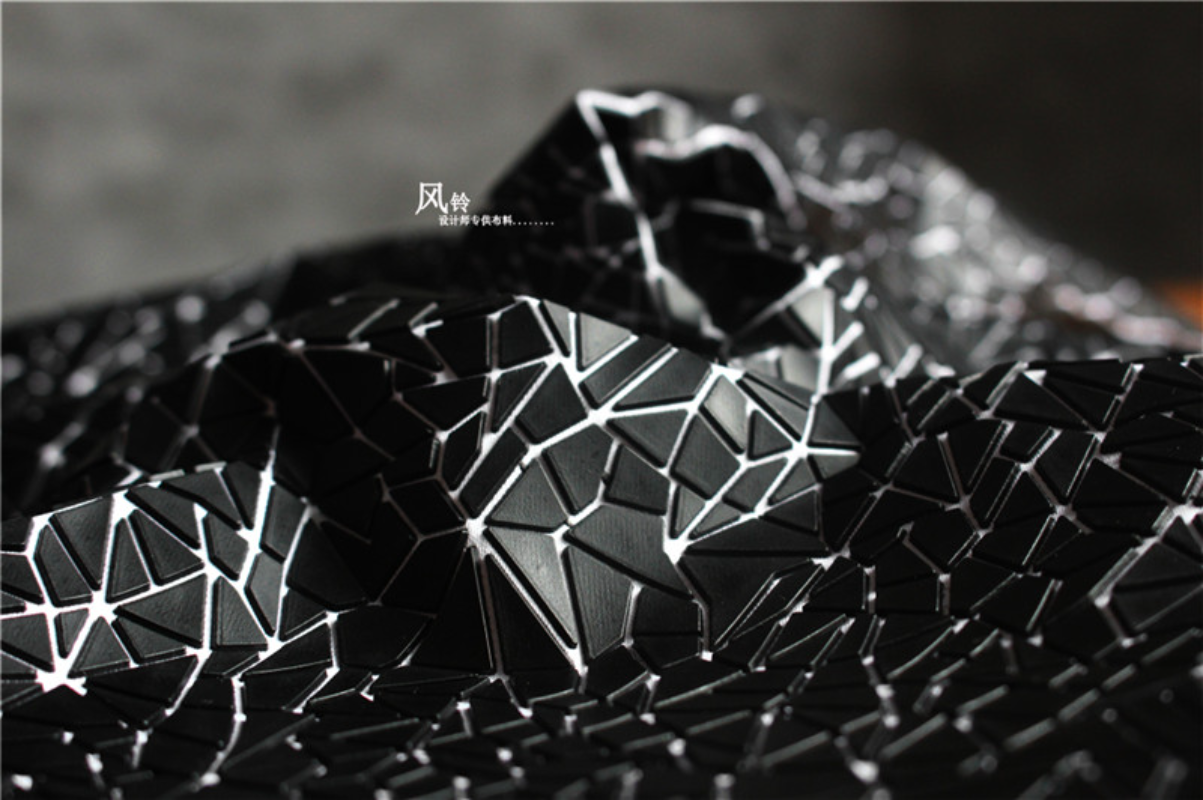PU Fabric Black Irregular Shap - Sewing Textile Art ulasan dan harga