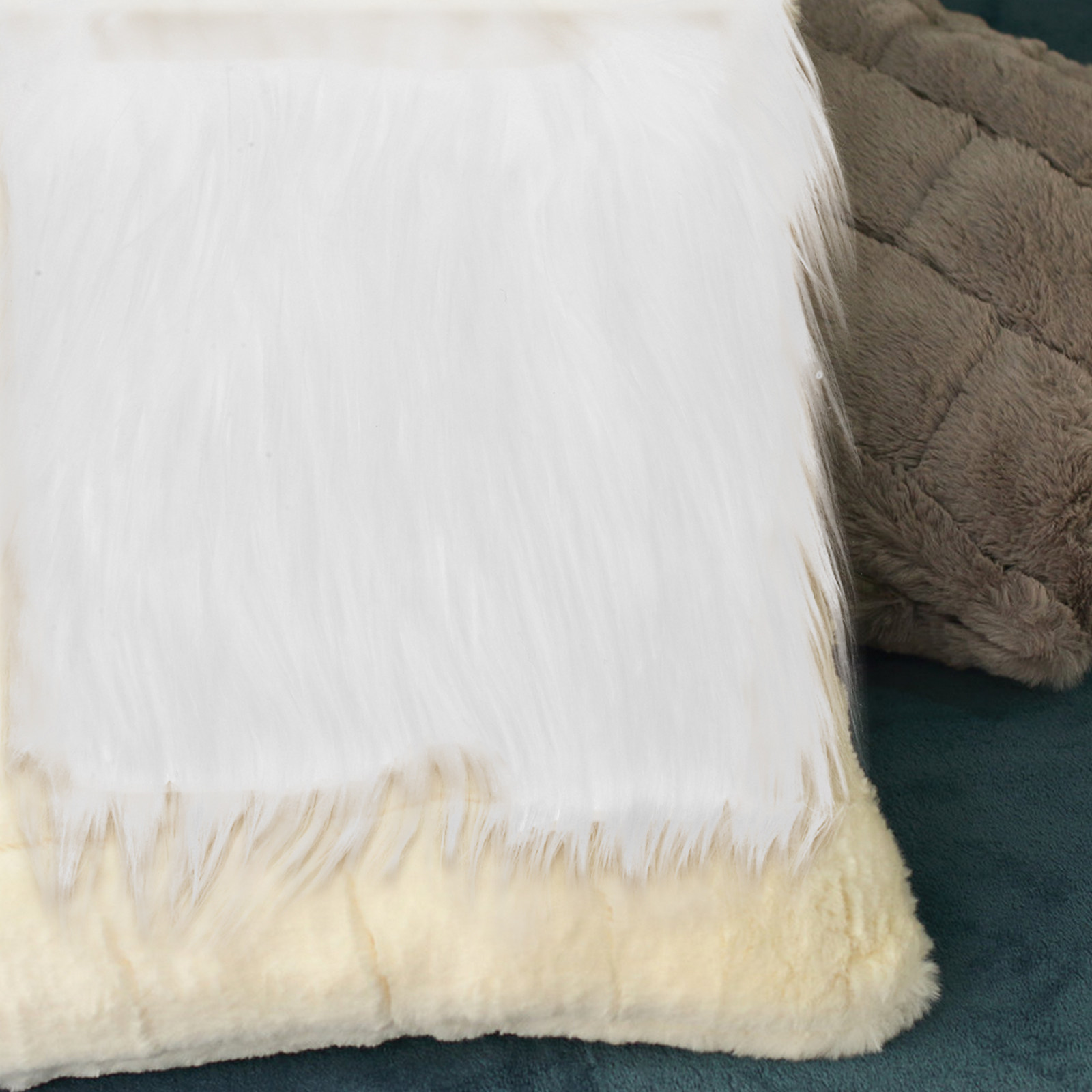 2Pcs Long Pile Synthetic Squar - Sewing In Textile ulasan dan harga