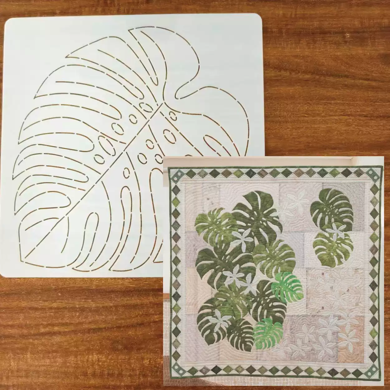 leaf flower Sashiko Embroidery - Sewing Textile Art ulasan dan harga