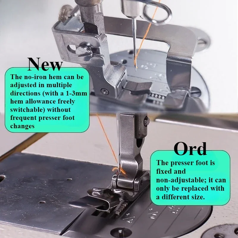 Adjustable No-Iron Hemmer Foot - Sewing Machine Fabric ulasan dan harga