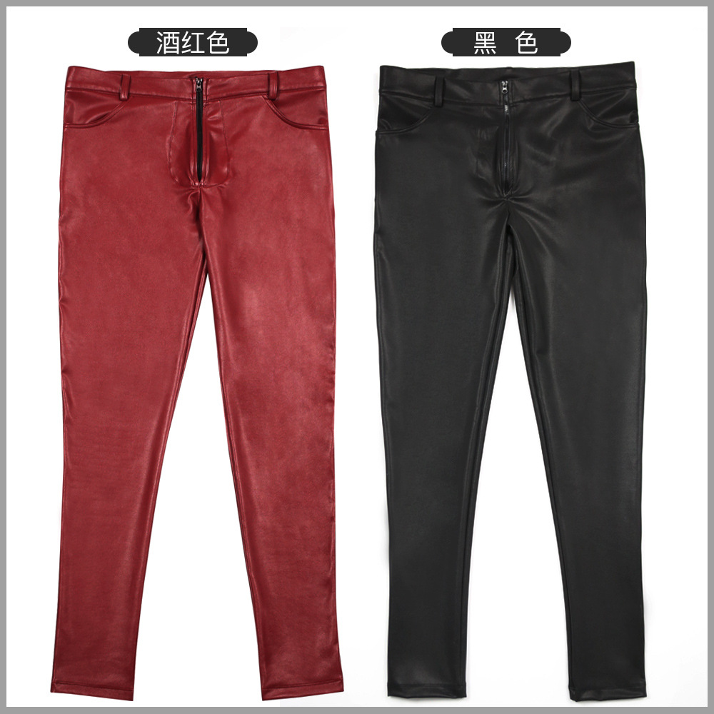 Men's PU Leather Skinny Jeans  - Sewing Latex ulasan dan harga