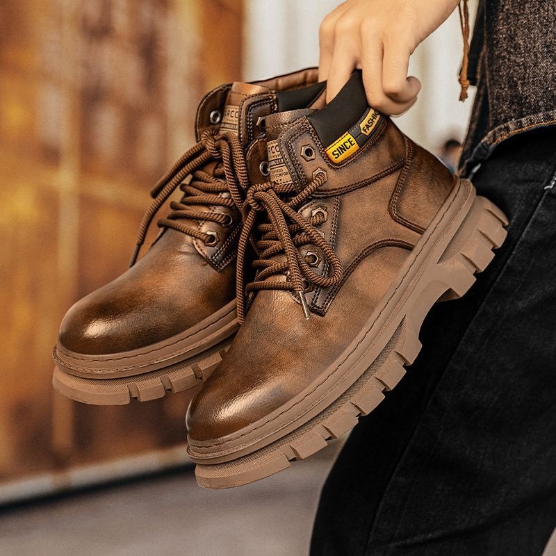 Vintage Men Platform Ankle Boo - Sewing Garment ulasan dan harga