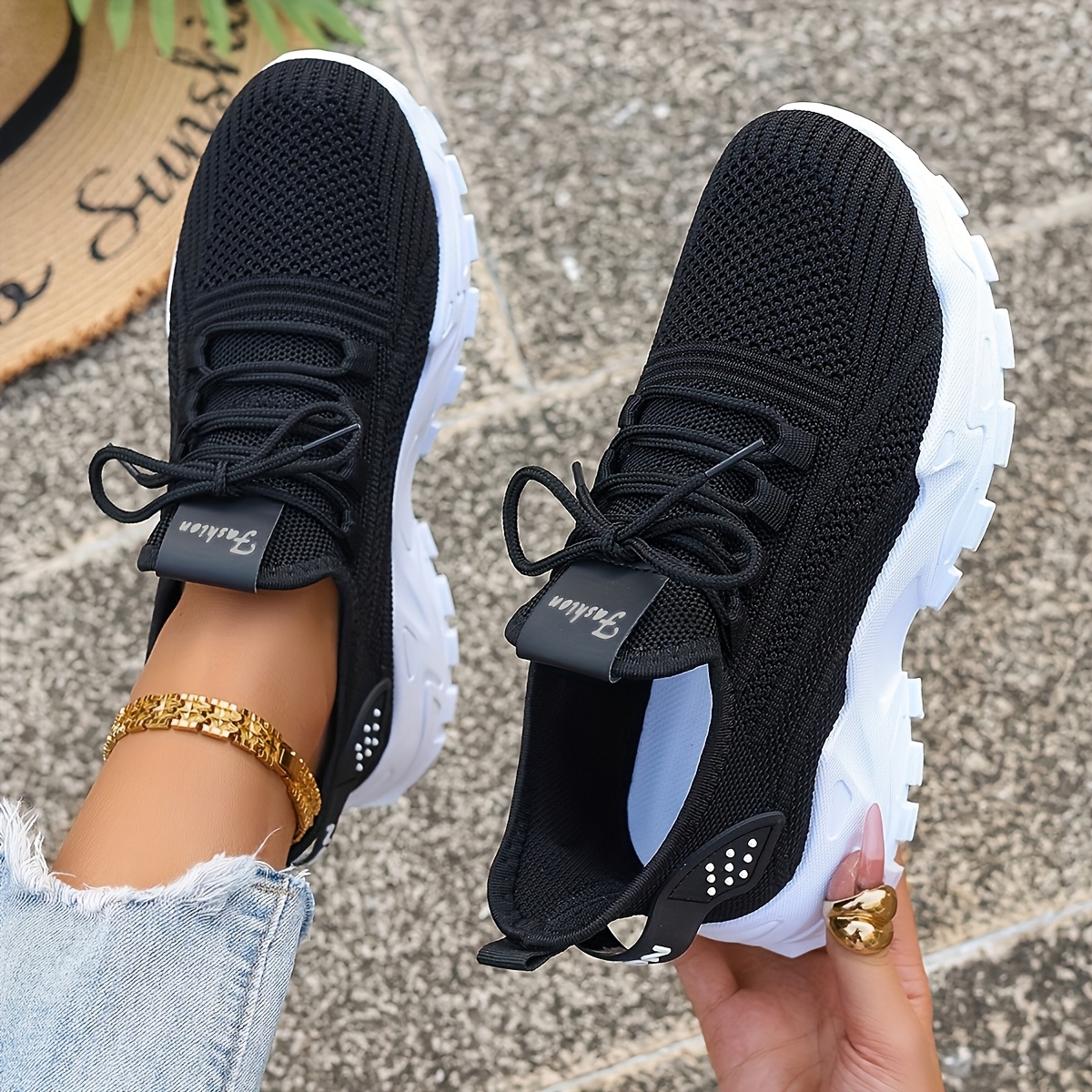 Breathable Knit Sneakers Fashi - Sewing Garment ulasan dan harga
