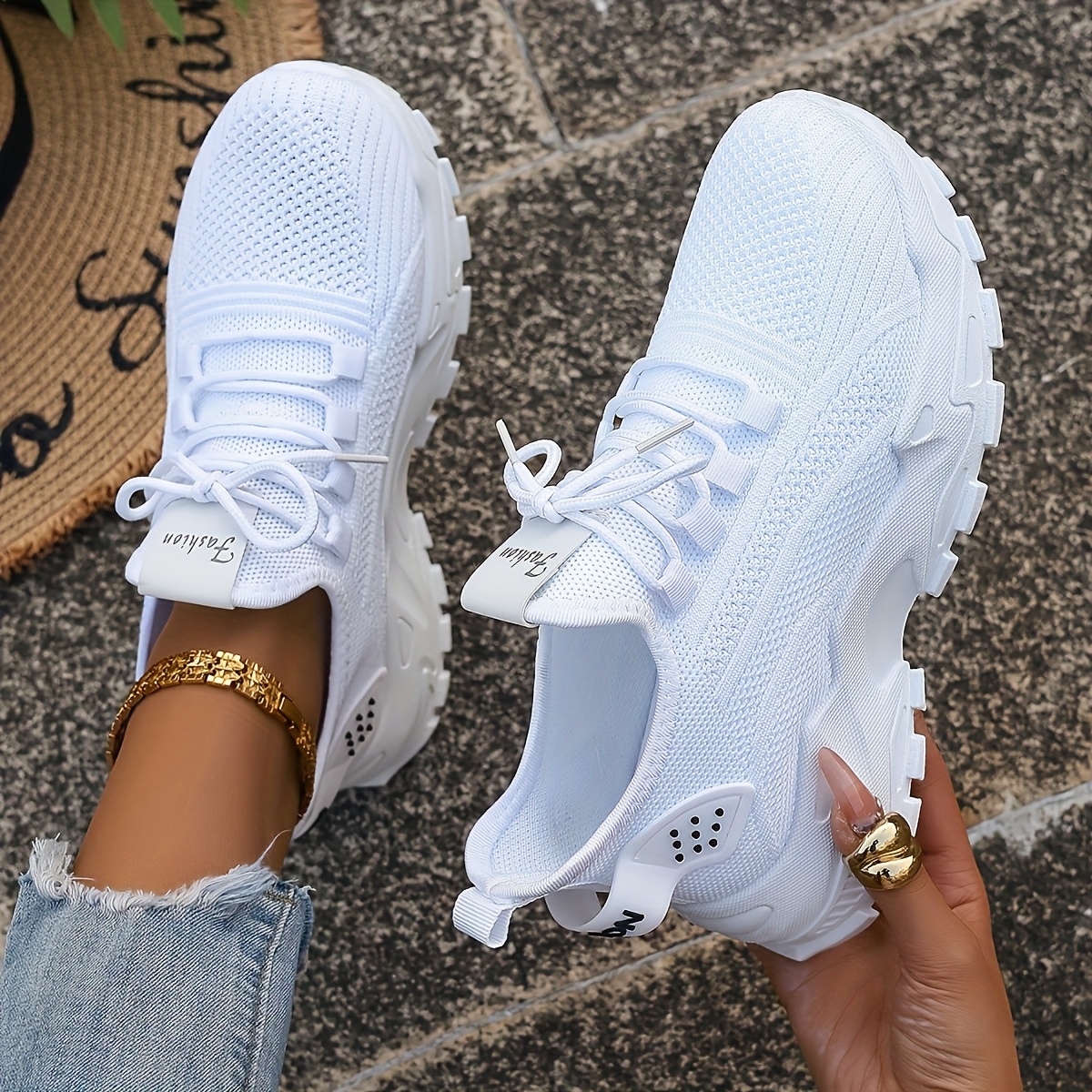 Breathable Knit Sneakers Fashi - Sewing Garment ulasan dan harga