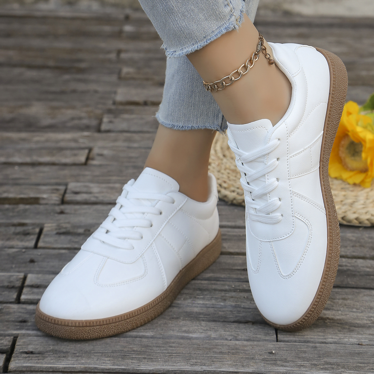 Ladies' casual white sports sh - Sewing Garment ulasan dan harga