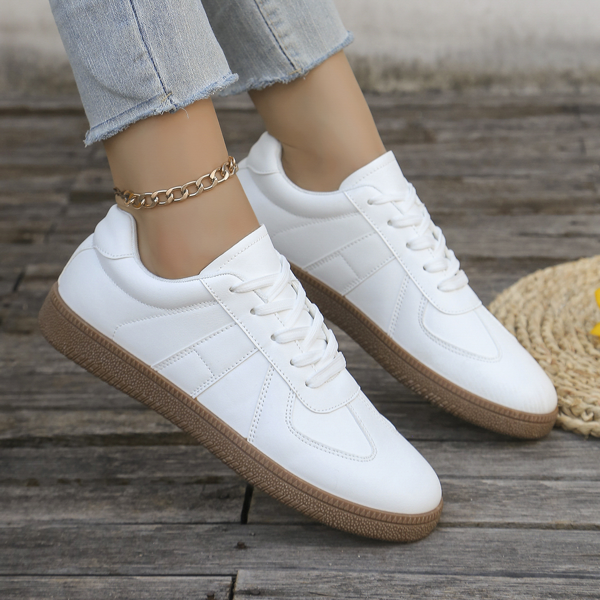 Ladies' casual white sports sh - Sewing Garment ulasan dan harga