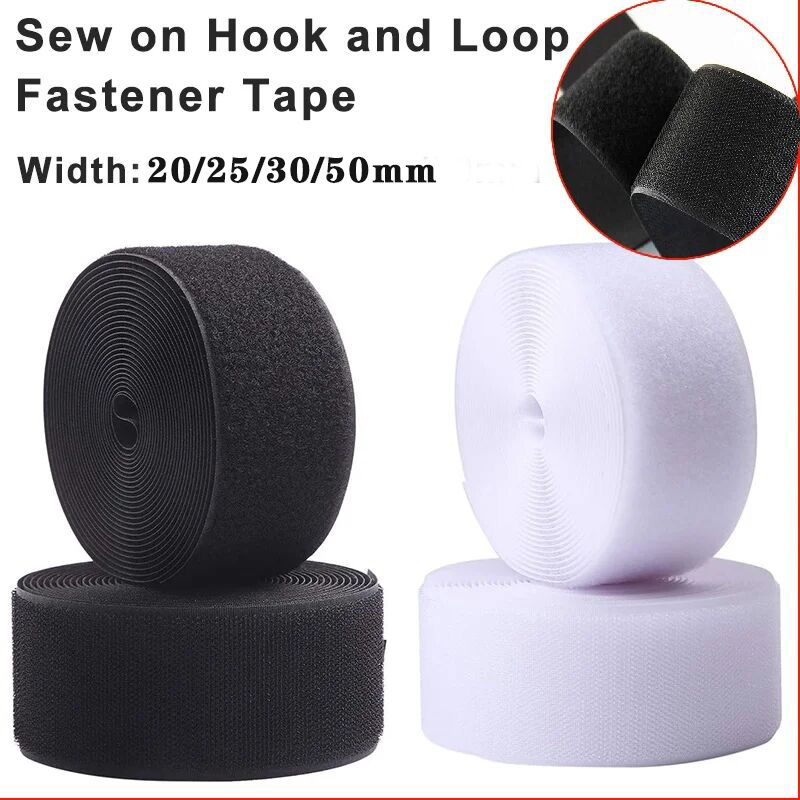 20-50mm Black White Hook and L - Velcro Sew On ulasan dan harga