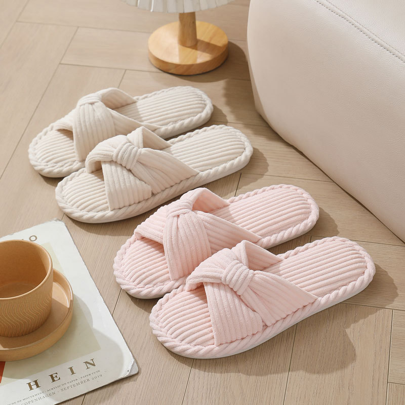 Corduroy Cross Strap Home Slip - Sewing Garment ulasan dan harga